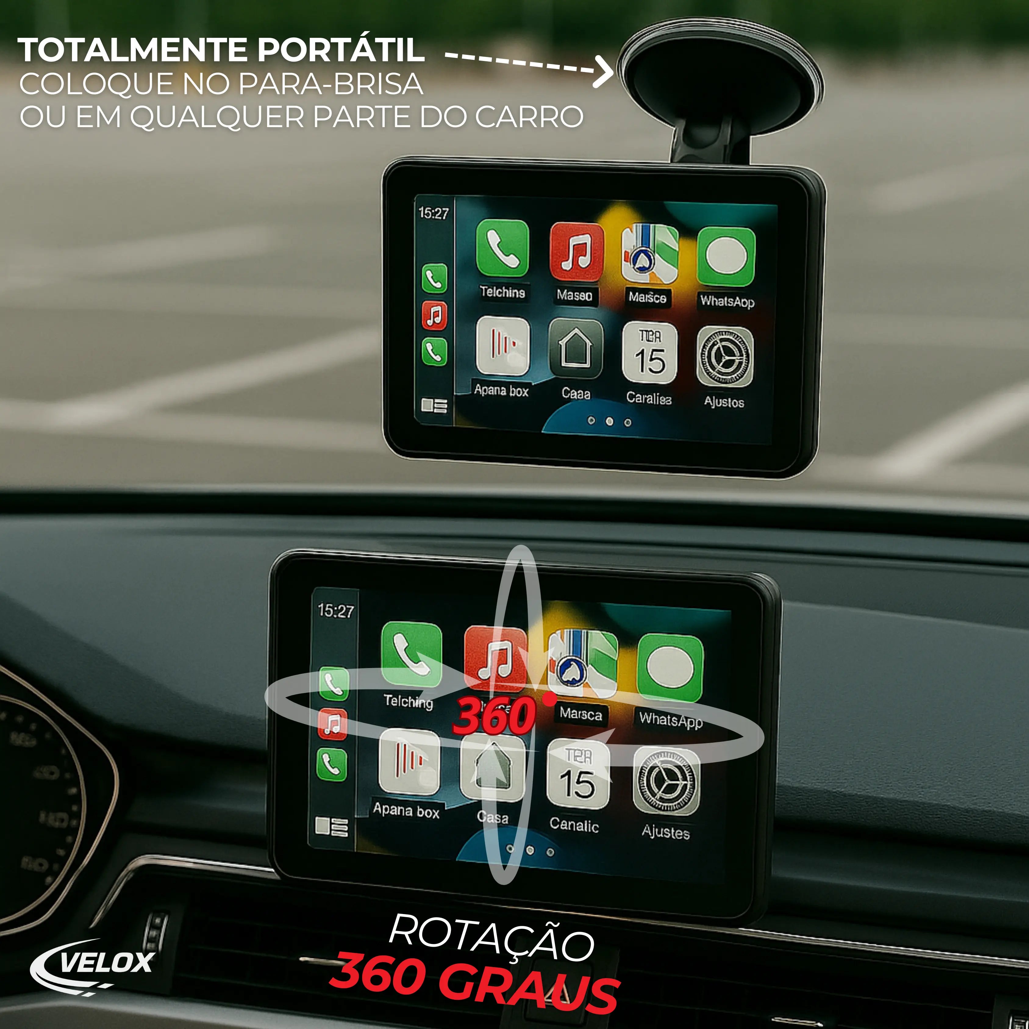 Multimídia Conecte Play Pro - Carplay Portátil Universal + Câmera de Ré de Brinde
