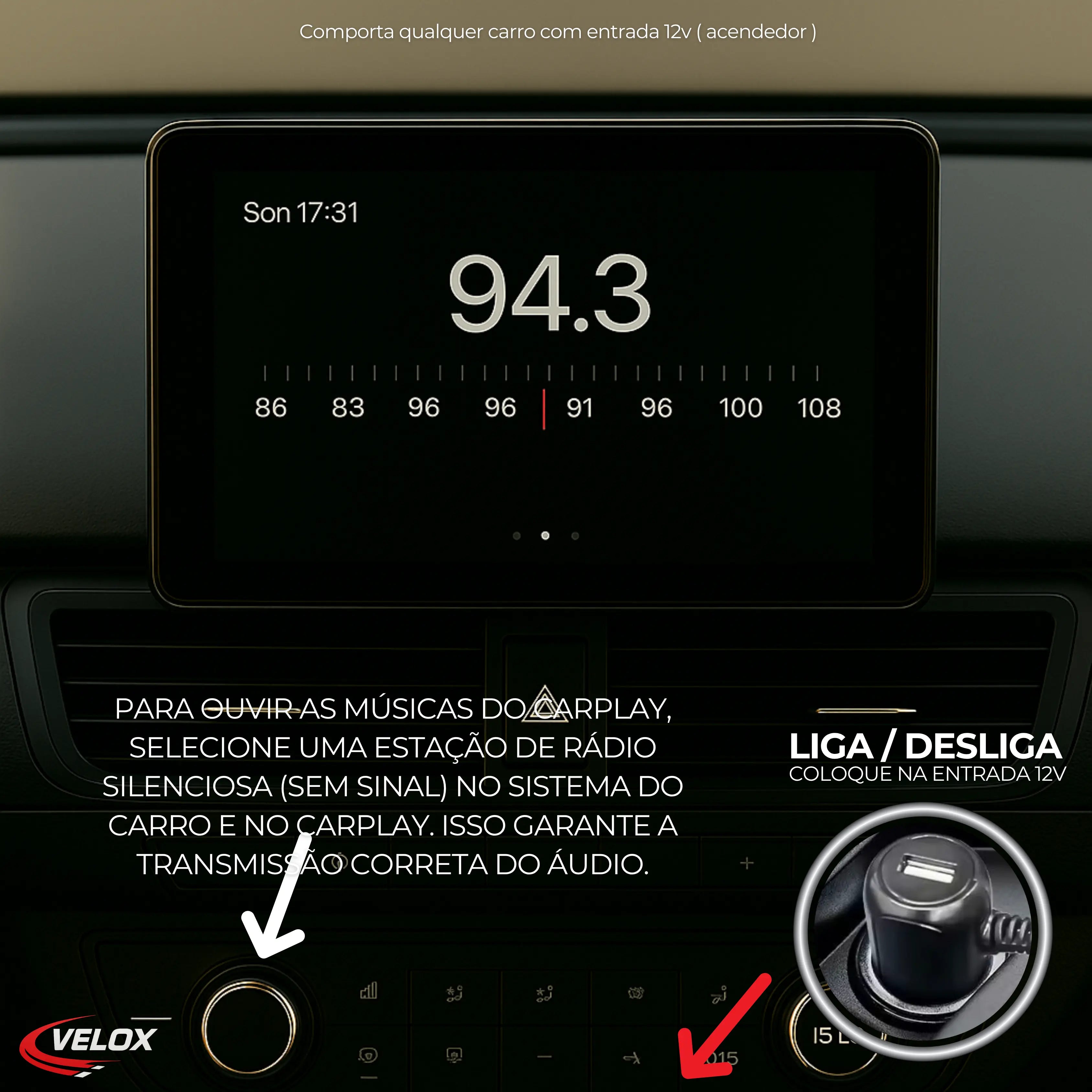 Multimídia Conecte Play Pro - Carplay Portátil Universal + Câmera de Ré de Brinde